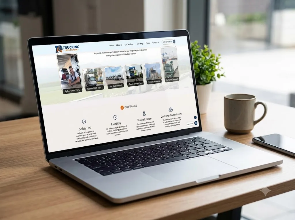 Trucking Australia website project by Dojobyte